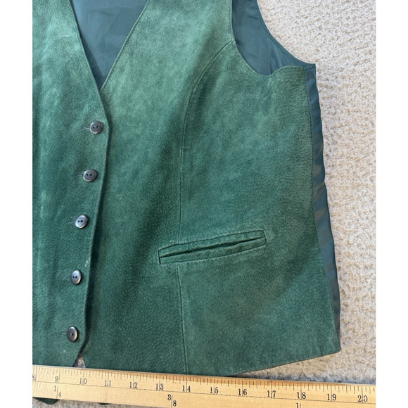 Highgate Ltd Mens Suede Leather Vest Green Front Size M - Picture 12 of 13